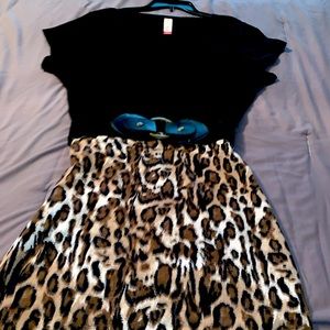 Little black dress with Leopard bottom.
